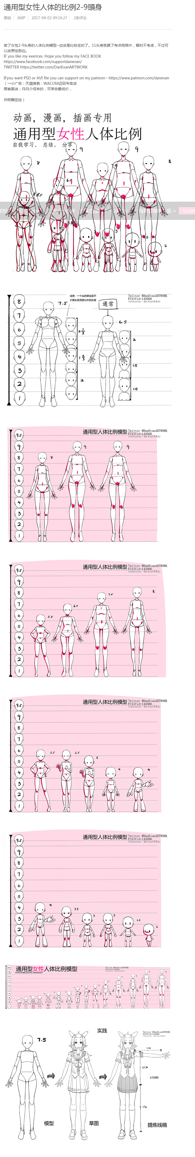 同人图插画壁纸通用型女性人体的比例29头身半次元第一中文cos绘画