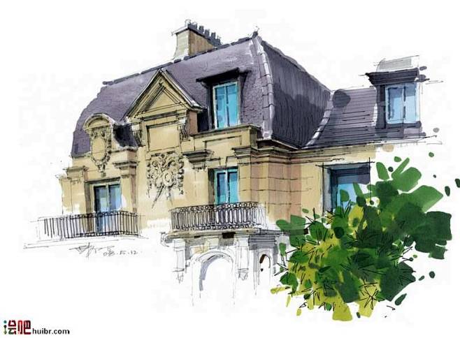09:45:40建筑马克笔手绘手绘,插画