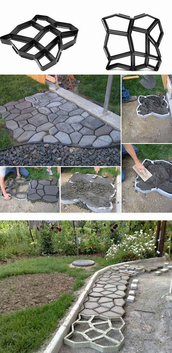 老美用铁框模具制作水泥砖铺设庭院道路的施工过程这个纹路有点意思