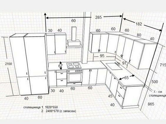 l型厨房橱柜布局尺寸图