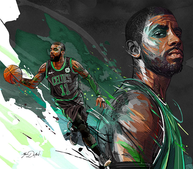 nbakyrieirvingmypaintingofthefamousplayeroftheboston