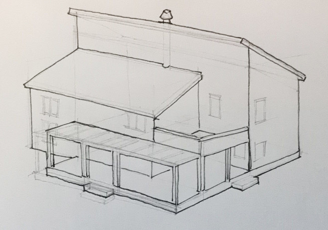 建筑线稿透视手绘