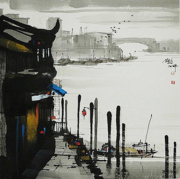 水墨江南汪钰元彩墨作品欣赏插画慢生活资讯慢时间