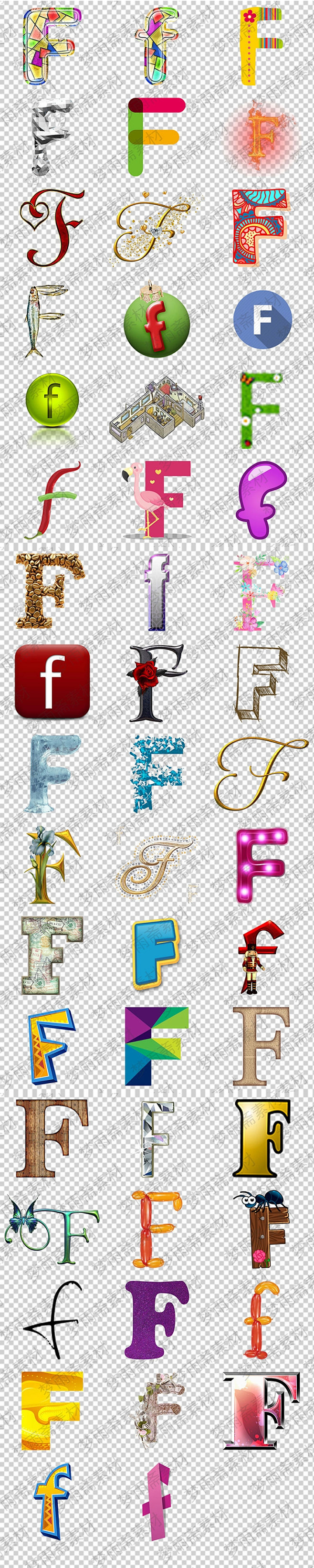 彩色英文字母f创意图形图标png格式透明底免抠元素图片设计素材淘宝网