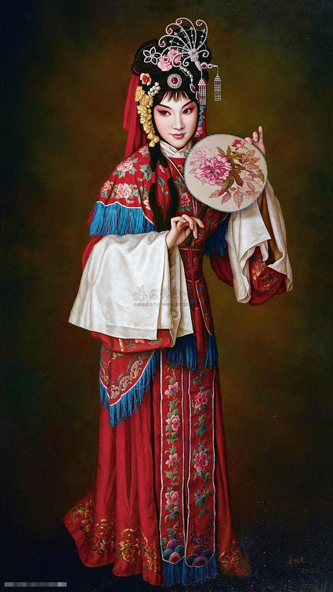 系列作品西厢记红娘2011布面油画15085cm京剧戏服古装美人梦回古代