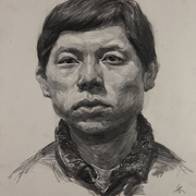 素描头像男青年正面临本中央美术学院朱传奇作