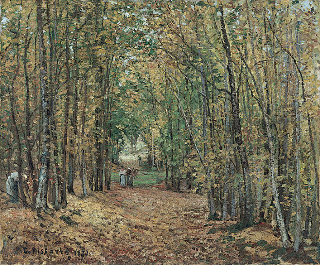印象派画家卡米耶毕沙罗油画风景作品马尔利树林