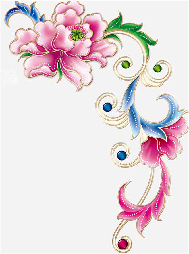 精美金色花边牡丹花