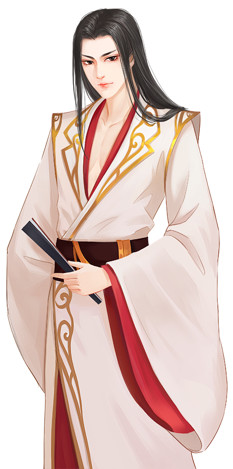长发执扇男子古风