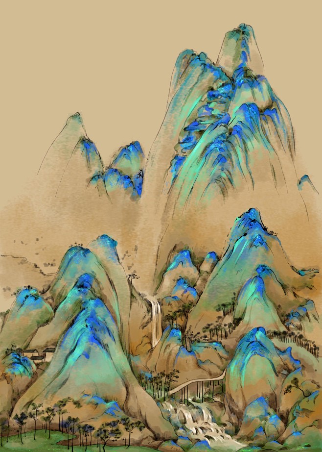 临摹千里江山图
