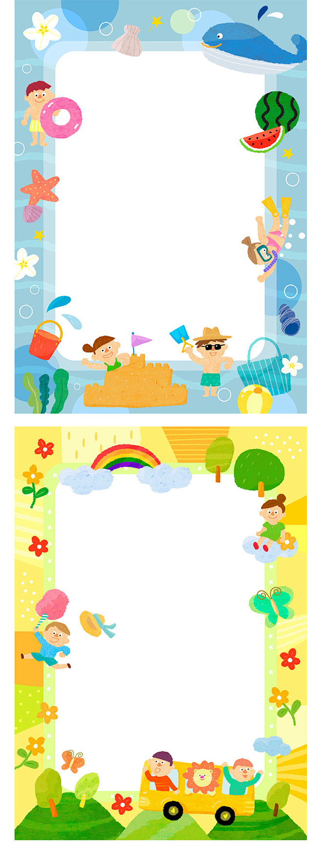 卡通儿童幼儿园生日动物音乐农场节日内容边框插画psd分层素淘宝网