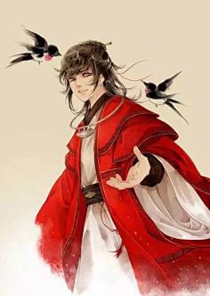 ps音画古风插画之红衣少年
