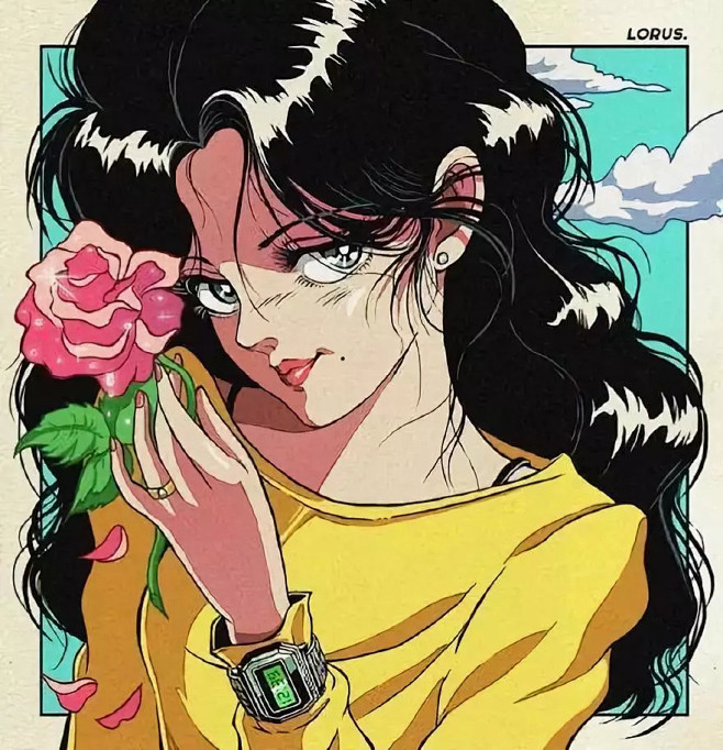 一组复古风女孩插画配色超好看可以直接拿来当头像了