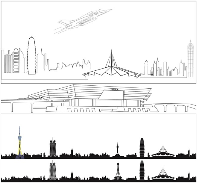 郑州河南城市宣传设计元素材标志性建筑楼手绘线描简笔画剪影合集淘宝