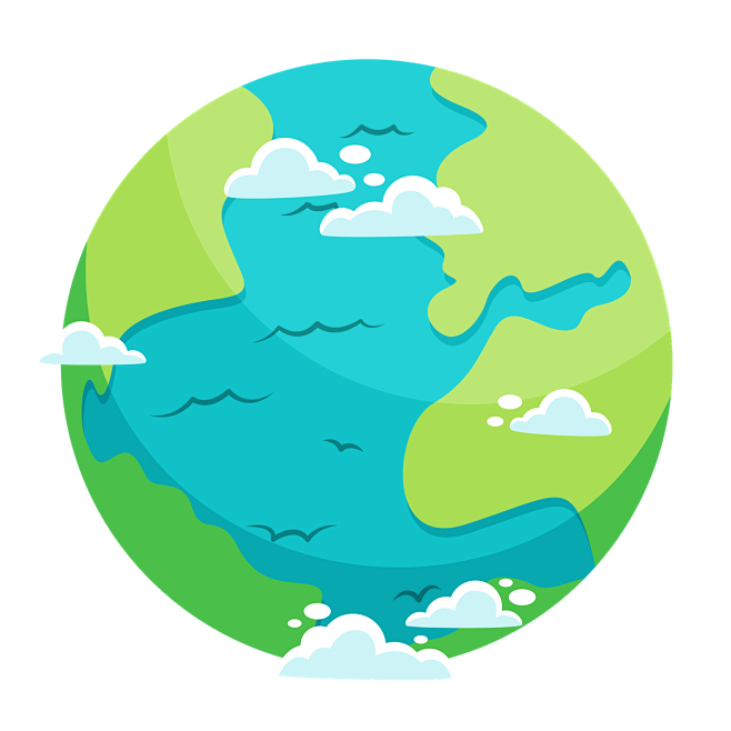 png素材 地球插画png 卡通地球 保护环境 从我做起 低碳生活 绿色出行