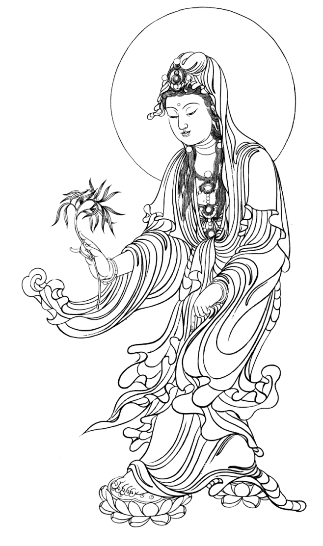 免抠png素材篇png线描观音像浪漫人生