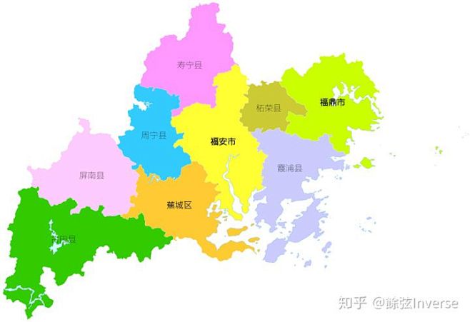 福建省宁德市县级行政区划图