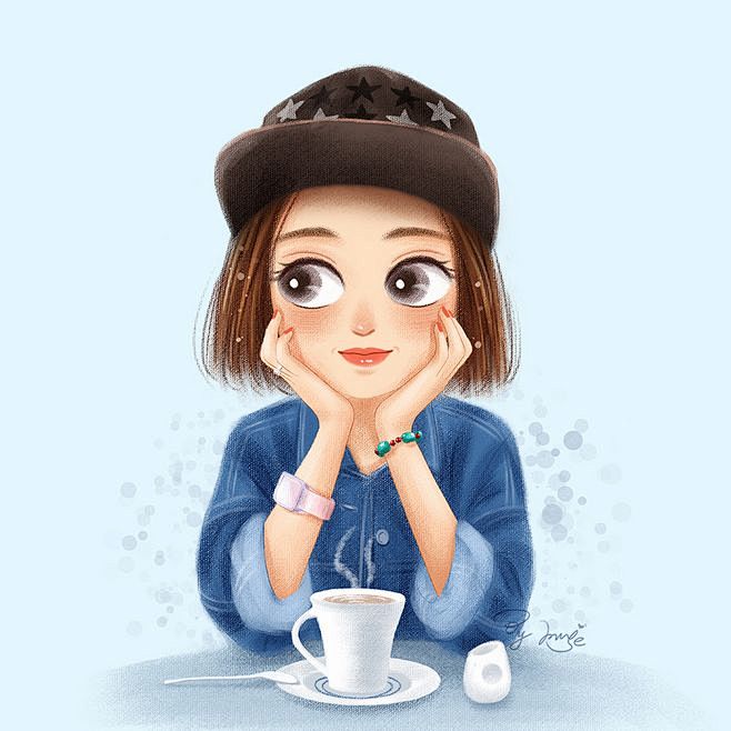 人物造型头像女生插画