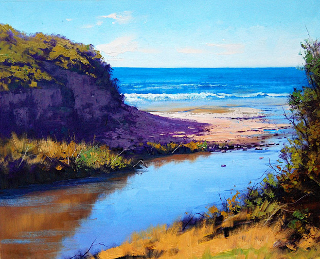 大海风景油画写生图片