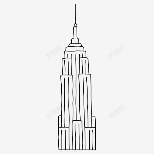 帝国大厦手绘纽约icon图标标识标志ui图标设计图片免费下载页面网页