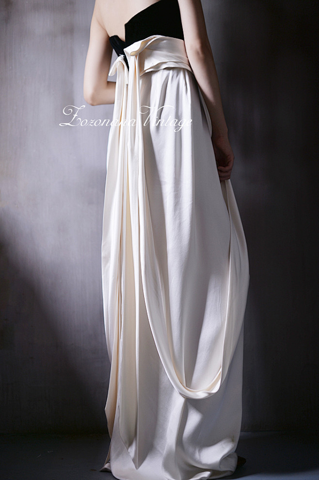 ysl重磅真丝飘带晚礼服全新吊牌淘宝网