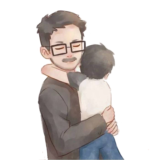 父子父亲与儿子男孩子插画卡通手绘父亲父爱爸爸感恩插画卡通png素材