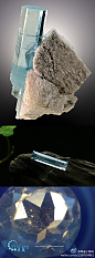 #百科课堂#海蓝宝石又名“蓝晶”或“水蓝宝石”，是绿柱石中天蓝色至海水蓝色的品种，由二价铁离子致色，为三月生辰石。肉眼可见的鉴定特征有：1、特征的天蓝色至海水蓝色。2、气液包体发育，呈断续管状分布，常可形成“雨丝状”特征包体。如果管状包体延续性较好海蓝宝石也可呈现猫眼效应。详见下图~