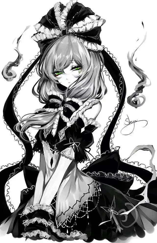 动漫女黑化黑白