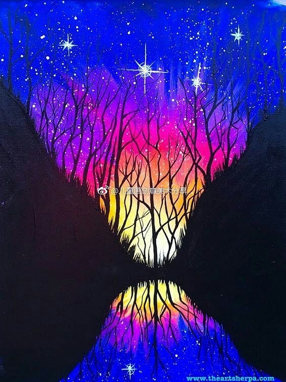 明暗儿童画素材儿童水粉画创意儿童美术创意儿童画儿童水粉