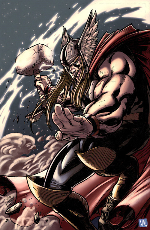 漫画英雄人物插画雷神托尔mightythor