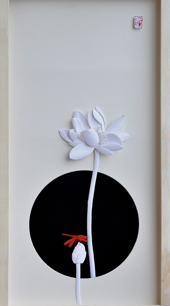 作者说纸雕荷塘青翠系列新中式纸雕最近喜欢比较禅意的东西感觉中国人