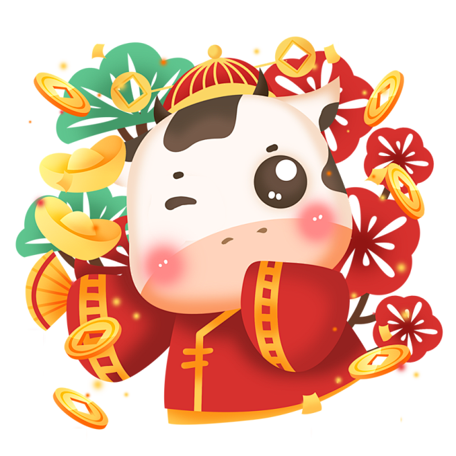 牛年手绘卡通牛牛海报春节新春贺岁元宵设计元素psd