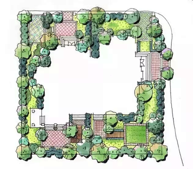 手繪別墅庭院設計圖