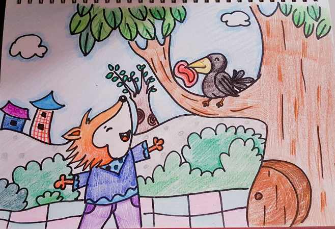 乌鸦和狐狸绘本简笔画图片