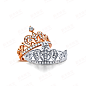 潘多宝18K金钻石戒指女款玫瑰金钻戒排钻皇冠戒指求婚结婚指环 