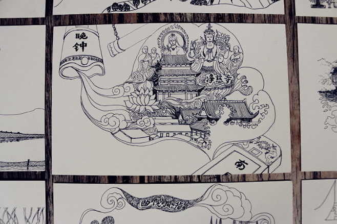 杭州原创手绘明信片经典西湖十景礼物卡片杭州情谊朋友淘宝网