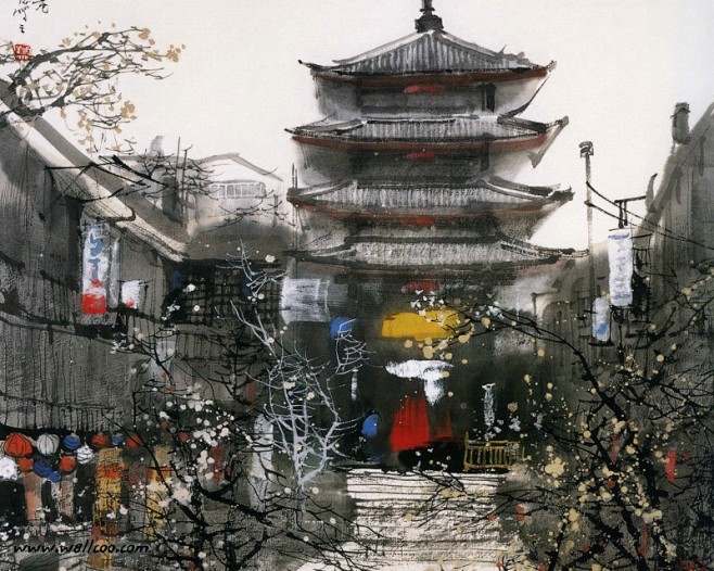 画家刘懋善水墨山水画国外风景