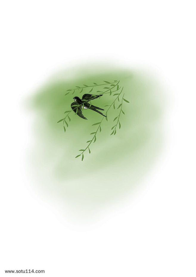 08:34:49绿色的叶子和小燕子元素-古风cc______zero同采自www