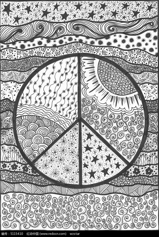 几何插画图案插画几何纹样平面构成基础手绘几何几何纹样几何图案线稿