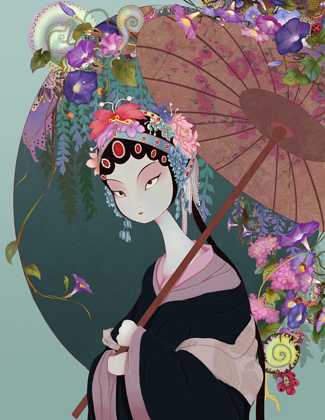 猫猫咪呀%从吉祥琥珀转采于2021-09-20 17:00:58刀马旦插画猫猫咪呀%