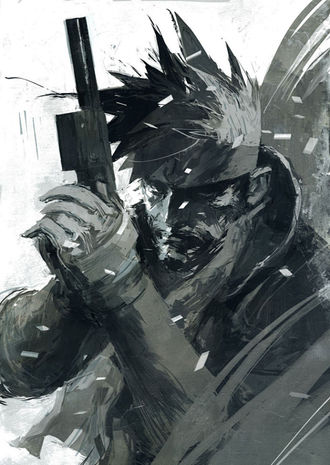 wood创作了一系列《合金装备》的漫画,这种硬派的画风,赞 6767