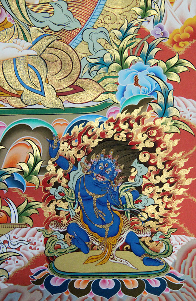四臂观音三怙主000895中国唐卡网