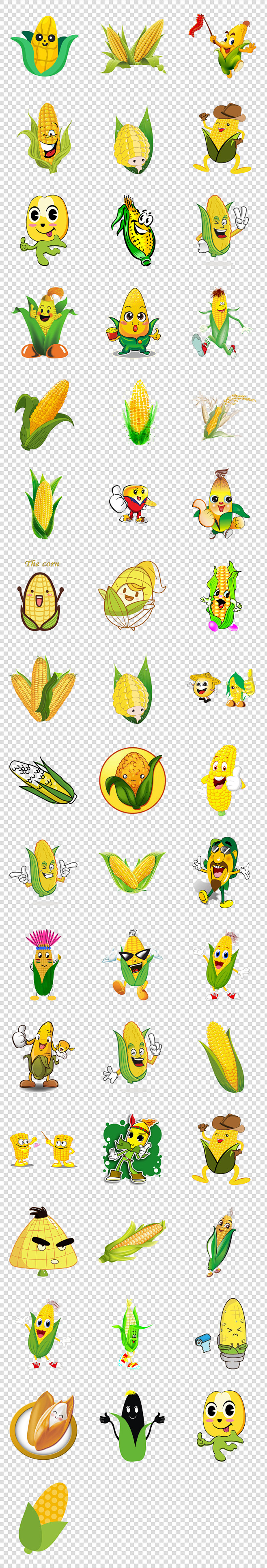卡通玉米黄金色玉米里玉米糁元素png