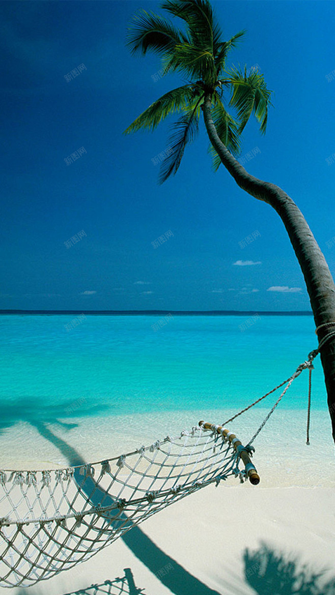 蓝色梦幻海滩h5背景素材高清素材h5背景素材微信活动旅游宣传梦幻椰树