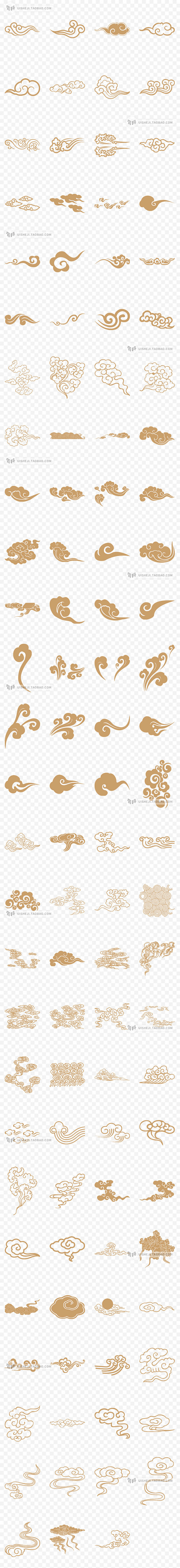 中国风古典传统图案边框纹理祥云朵线条设计eps矢量png素材