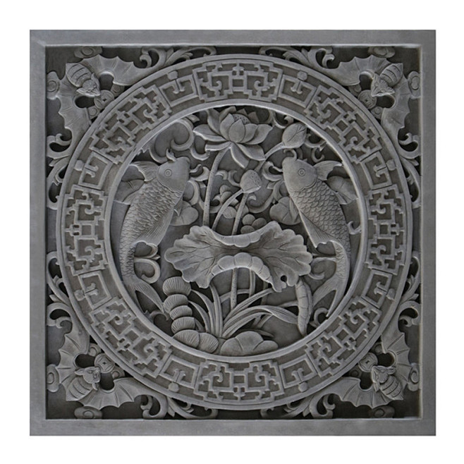 砖雕仿古砖雕浮雕摆件中式古建四合院影壁照壁挂件80cm连年有余淘宝网