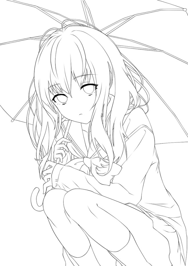 动漫线稿彩稿对比图101对日风cg人物手绘sai临摹上色xa003淘宝网