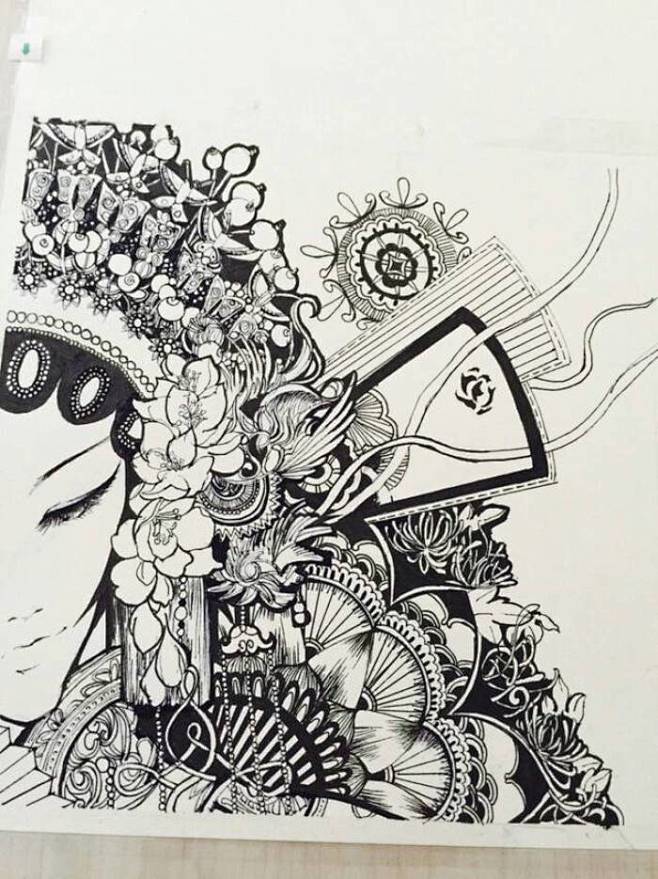 13:31:22京剧人物 京剧脸谱 线描古风-戏子入画梅花小弄同采自www