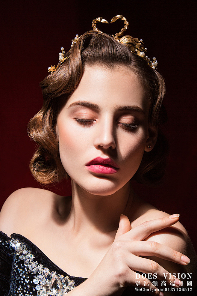 欧美女模特闭眼脸部特写图片素材伊芙罗兰婚纱照