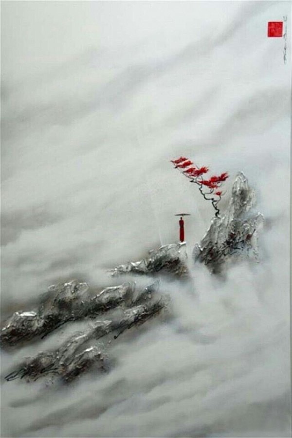 水墨禅意手绘油画